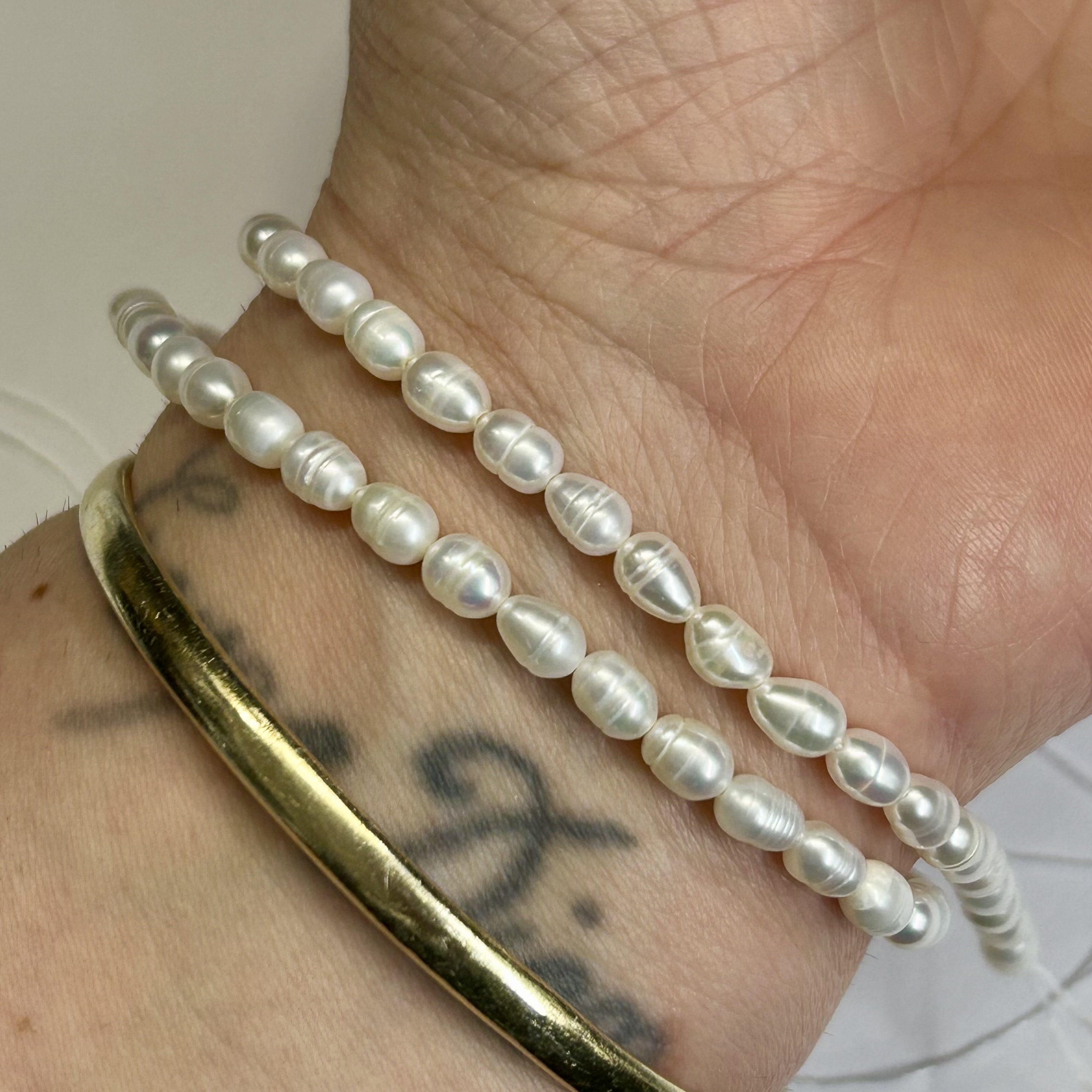 4-5mm White High-Luster Ridged Rice-Shaped Freshwater Pearls photo review