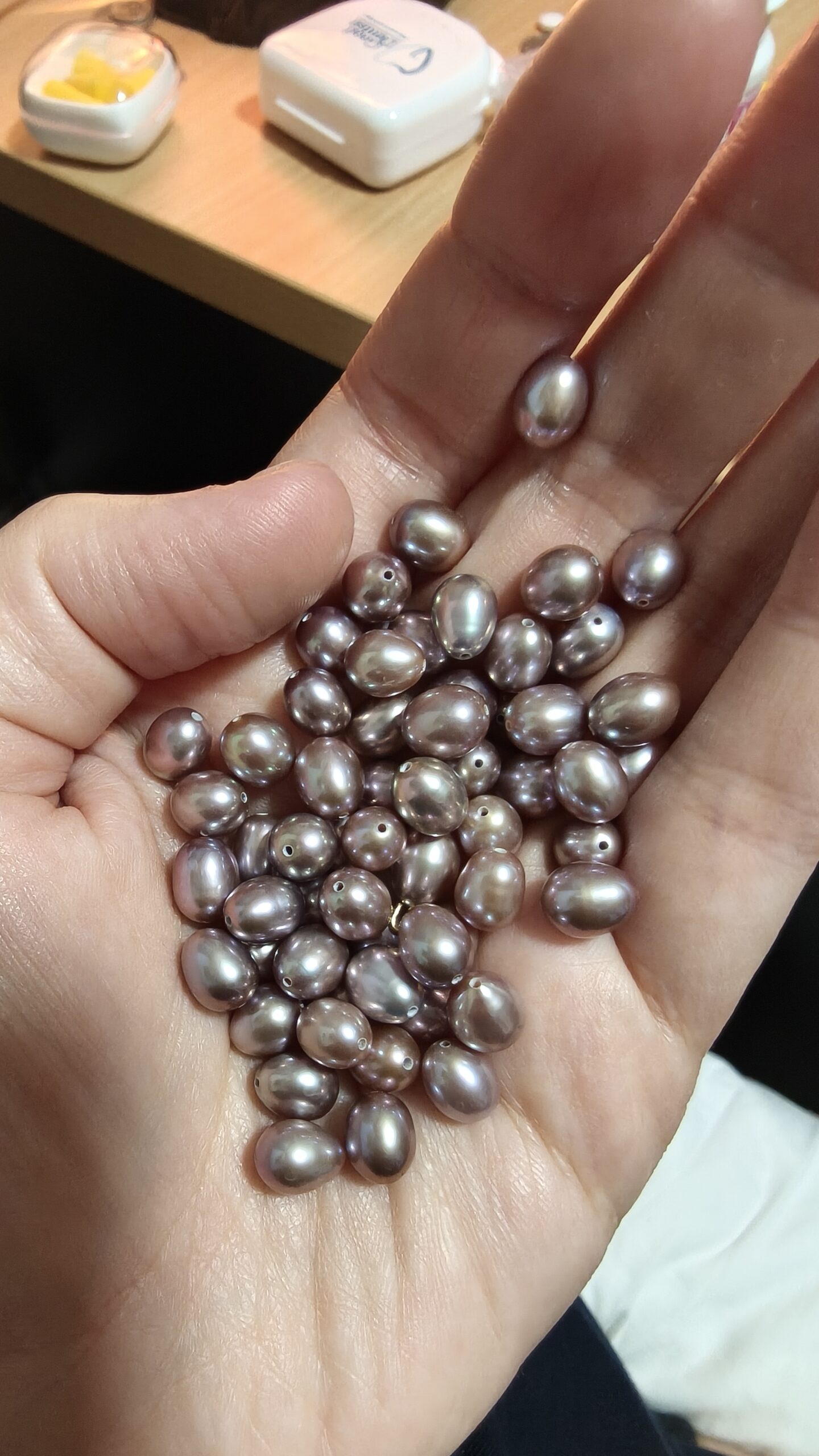 7mm Half Hole Rice Purple Natural Freshwater Pearls photo review